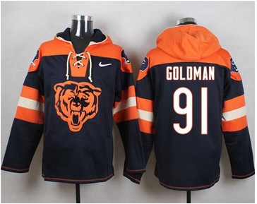 Nike Chicago Bears #91 Eddie Goldman Navy Blue Player Pullover NFL Hoodie
