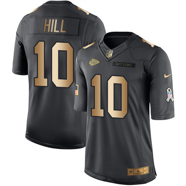 Nike Chiefs #10 Tyreek Hill Black Men's Stitched NFL Limited Gold Salute To Service Jersey