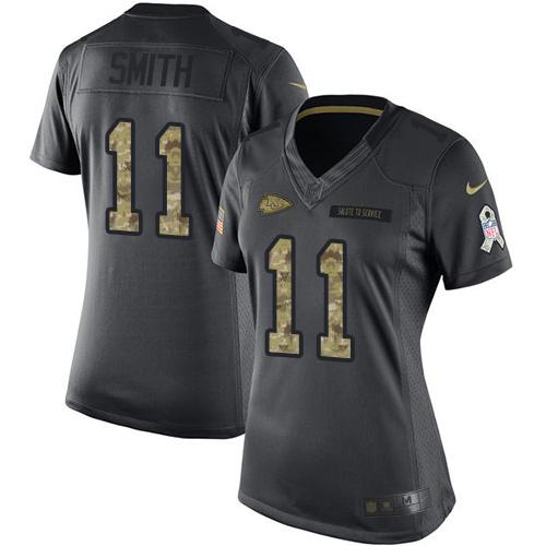 Nike Chiefs #11 Alex Smith Black Women's Stitched NFL Limited 2016 Salute to Service Jersey