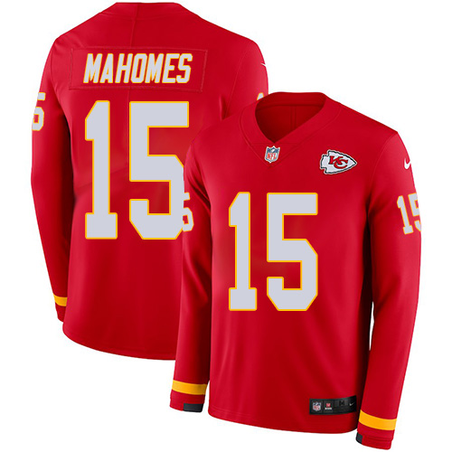 Nike Chiefs #15 Patrick Mahomes Red Team Color Men's Stitched NFL Limited Therma Long Sleeve Jersey