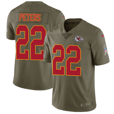 Nike Chiefs #22 Marcus Peters Olive Men's Stitched NFL Limited 2017 Salute to Service Jersey