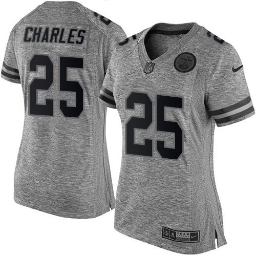 Nike Chiefs #25 Jamaal Charles Gray Women's Stitched NFL Limited Gridiron Gray Jersey