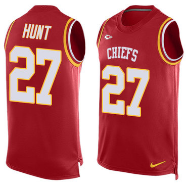 Nike Chiefs #27 Kareem Hunt Red Team Color Men's Stitched NFL Limited Tank Top Jersey
