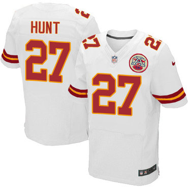 Nike Chiefs #27 Kareem Hunt White Men's Stitched NFL Elite Jersey
