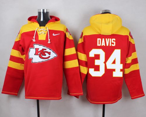 Nike Chiefs #34 Knile Davis Red Player Pullover NFL Hoodie