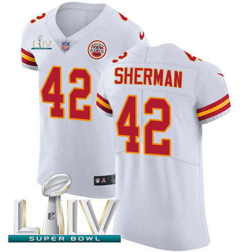 Nike Chiefs #42 Anthony Sherman White Super Bowl LIV 2020 Men's Stitched NFL New Elite Jersey