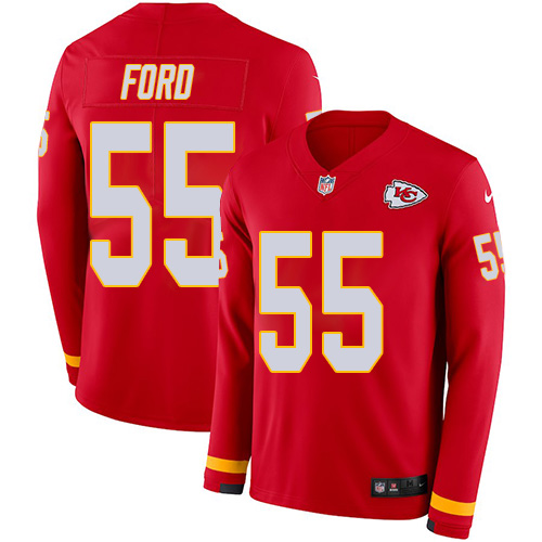 Nike Chiefs #55 Dee Ford Red Team Color Men's Stitched NFL Limited Therma Long Sleeve Jersey