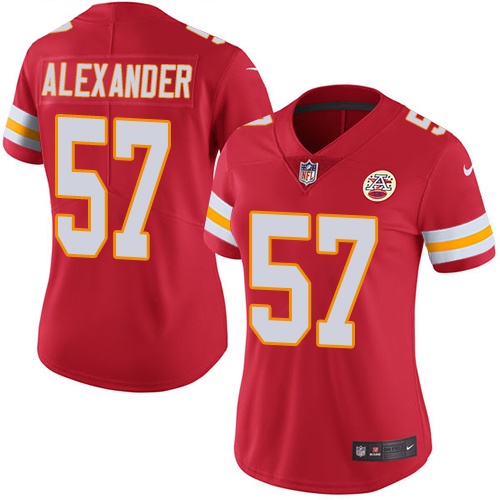 Nike Chiefs #57 D.J. Alexander Red Team Color Women's Stitched NFL Vapor Untouchable Limited Jersey