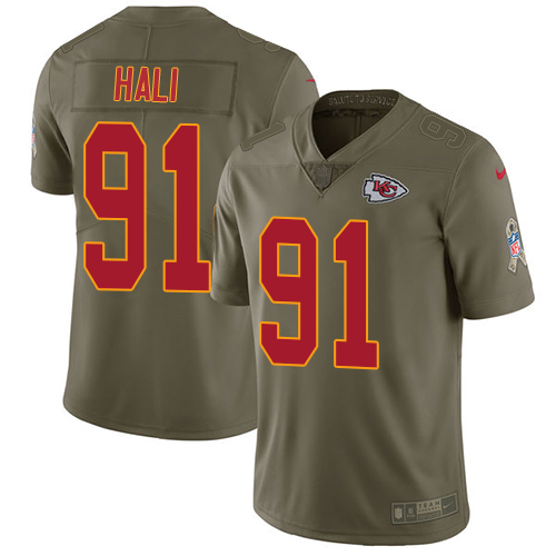 Nike Chiefs #91 Tamba Hali Olive Men's Stitched NFL Limited 2017 Salute to Service Jersey