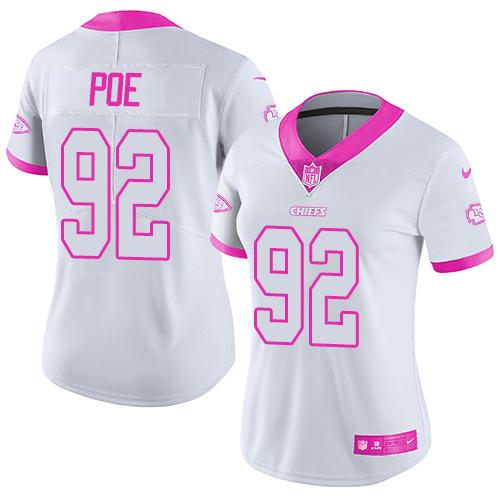 Nike Chiefs #92 Dontari Poe White Pink Women's Stitched NFL Limited Rush Fashion Jersey