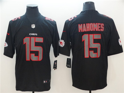Nike Chiefs 15 Patrick Mahomes Black Impact Rush Limited Jersey