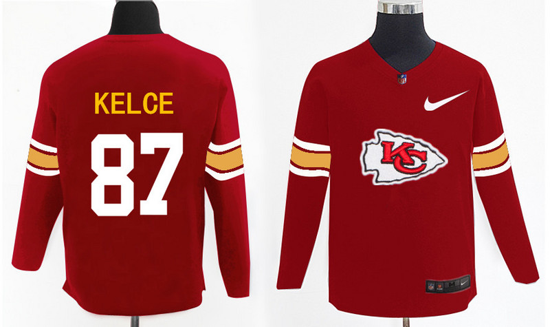 Nike Chiefs 87 Travis Kelce Red Knit Sweater