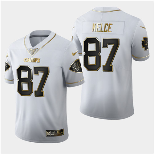 Nike Chiefs 87 Travis Kelce White 100th Season Vapor Untouchable Limited Jersey