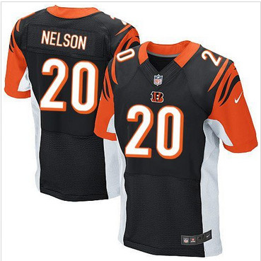 Nike Cincinnati Bengals #20 Reggie Nelson Black Team Color Men's Stitched NFL Elite Jersey
