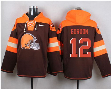 Nike Cleverland Browns #12 Josh Gordon Brown Player Pullover NFL Hoodie