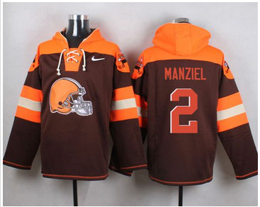 Nike Cleverland Browns #2 Johnny Manziel Brown Player Pullover NFL Hoodie