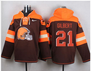 Nike Cleverland Browns #21 Justin Gilbert Brown Player Pullover NFL Hoodie