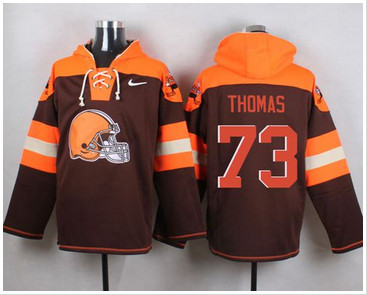 Nike Cleverland Browns #73 Joe Thomas Brown Player Pullover NFL Hoodie