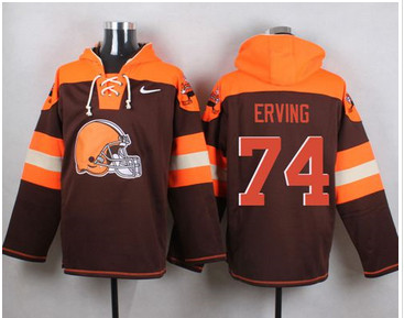Nike Cleverland Browns #74 Cameron Erving Brown Player Pullover NFL Hoodie