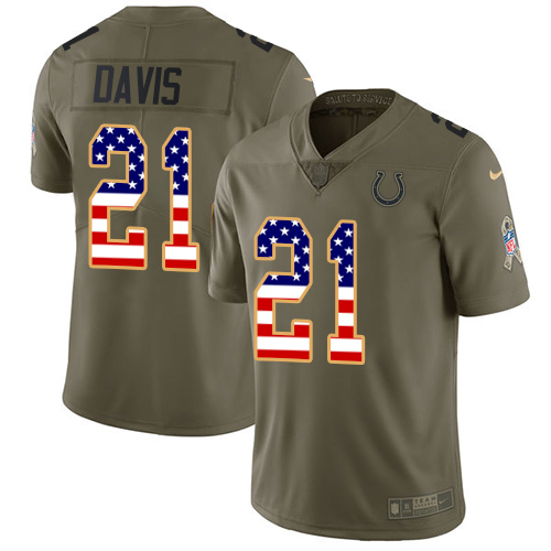 Nike Colts #21 Vontae Davis Olive USA Flag Men's Stitched NFL Limited 2017 Salute To Service Jersey