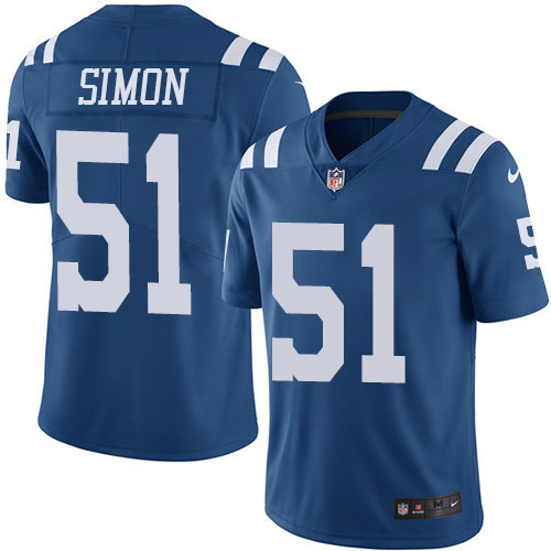 Nike Colts #51 John Simon Royal Blue Team Color Youth Stitched NFL Vapor Untouchable Limited Jersey