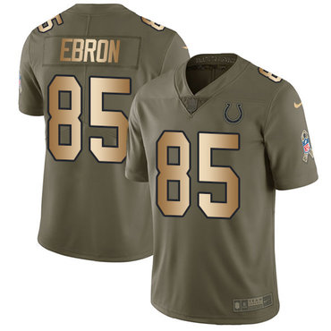 Nike Colts #85 Eric Ebron Olive Gold Men's Stitched NFL Limited 2017 Salute To Service Jersey