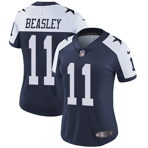 Nike Cowboys #11 Cole Beasley Navy Blue Thanksgiving Women's Stitched NFL Vapor Untouchable Limited Throwback Jersey
