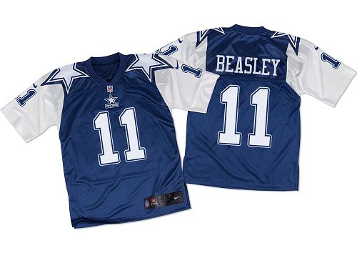 Nike Cowboys #11 Cole Beasley Navy Blue White Throwback Men's Stitched NFL Elite Jersey