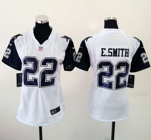 Nike Cowboys #22 Emmitt Smith White Women's Stitched NFL Elite Rush Jersey