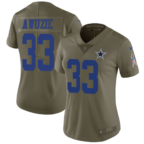 Nike Cowboys #33 Chidobe Awuzie Olive Women's Stitched NFL Limited 2017 Salute to Service Jersey