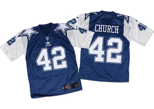 Nike Cowboys #42 Barry Church Navy Blue White Throwback Men's Stitched NFL Elite Jersey