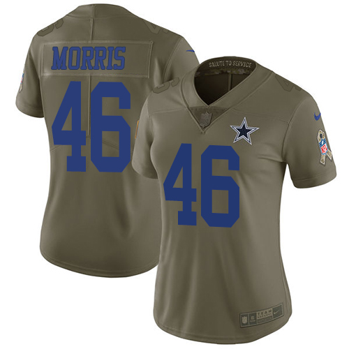 Nike Cowboys #46 Alfred Morris Olive Women's Stitched NFL Limited 2017 Salute to Service Jersey
