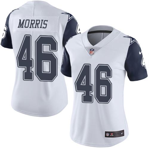 Nike Cowboys #46 Alfred Morris White Women's Stitched NFL Limited Rush Jersey