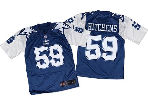 Nike Cowboys #59 Anthony Hitchens Navy Blue White Throwback Men's Stitched NFL Elite Jersey