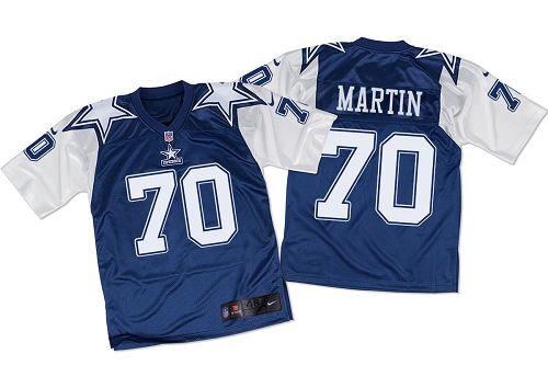 Nike Cowboys #70 Zack Martin Navy Blue White Throwback Men's Stitched NFL Elite Jersey
