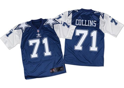 Nike Cowboys #71 La'el Collins Navy Blue White Throwback Men's Stitched NFL Elite Jersey