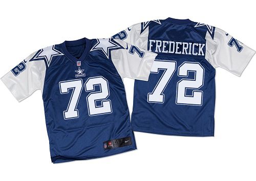 Nike Cowboys #72 Travis Frederick Navy Blue White Throwback Men's Stitched NFL Elite Jersey