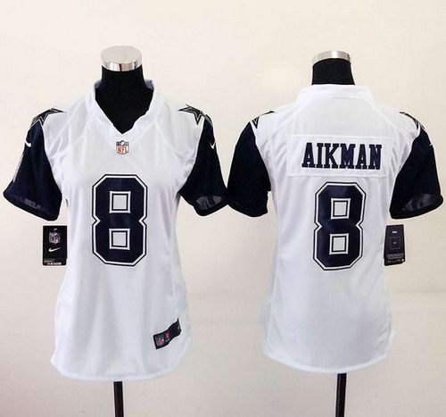 Nike Cowboys #8 Troy Aikman White Women's Stitched NFL Elite Rush Jersey