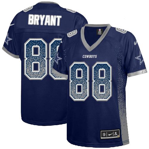Nike Cowboys #88 Dez Bryant Navy Blue Team Color Women's Stitched NFL Elite Drift Fashion Jersey