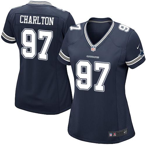 Nike Cowboys #97 Taco Charlton Navy Blue Team Color Women's Stitched NFL Elite Jersey