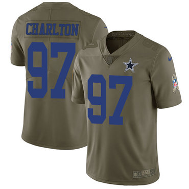 Nike Cowboys #97 Taco Charlton Olive Youth Stitched NFL Limited 2017 Salute to Service Jersey