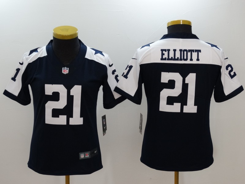 Nike Cowboys 21 Ezekiel Elliott Navy Throwback Women Vapor Untouchable Player Limited Jersey
