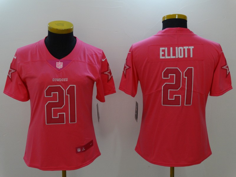 Nike Cowboys 21 Ezekiel Elliott Pink Fashion Women Limited Jersey