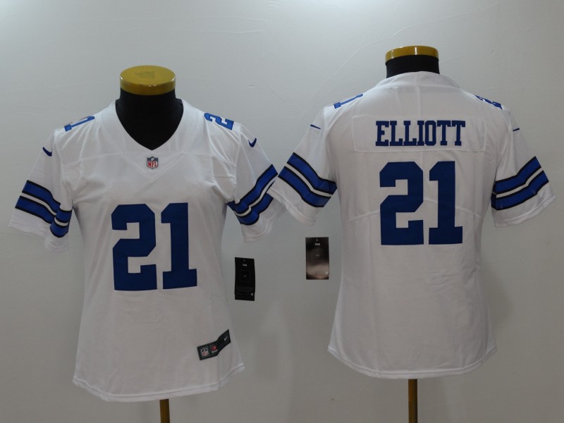 Nike Cowboys 21 Ezekiel Elliott White Women Vapor Untouchable Player Limited Jersey