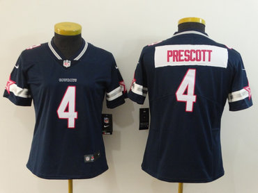 Nike Cowboys 4 Dak Prescott Navy Pink Women Vapor Untouchable Limited Jersey