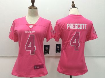 Nike Cowboys 4 Dak Prescott Pink Fashion Women Limited Jersey