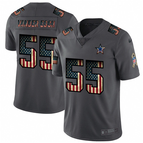 Nike Cowboys 55 Leighton Vander Esch 2019 Salute To Service USA Flag Fashion Limited Jersey