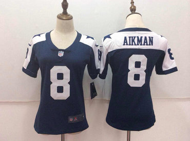 Nike Cowboys 8 Troy Aikman Navy Women Vapor Untouchable Player Limited Jersey