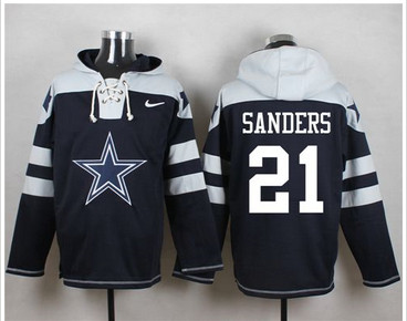 Nike Dallas Cowboys #21 Deion Sanders Navy Blue Player Pullover NFL Hoodie