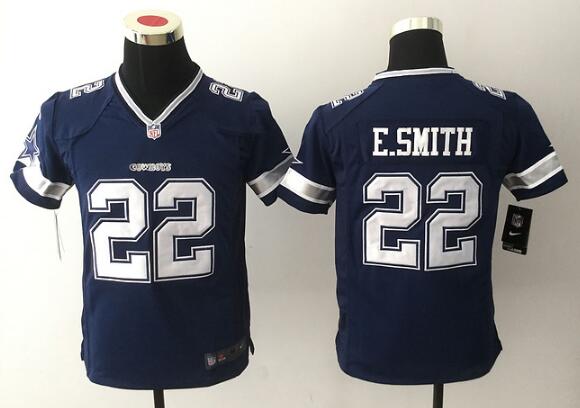 Nike Dallas Cowboys #22 Emmitt Smith Blue Game Kids Stitched Jersey